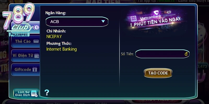 Nạp tiền nhanh chóng vào 789Club bằng Code Pay Nạp tiền nhanh chóng vào 789Club bằng Code Pay