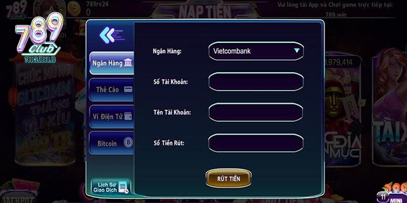 Nhập thông tin vào form rút tiền 789Club